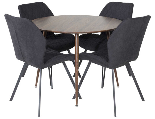 Venture Design Plaza & Gemma spisegruppe Brun/svart 4 st stoler & bord 100 cm