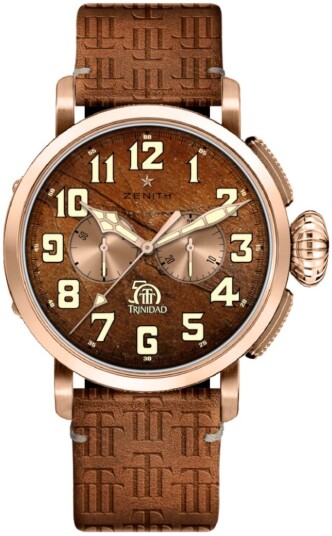 Zenith Herreklokke 18.2430.4069 77.C811 Pilot Brun/Gummi Ø45 mm