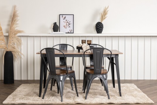 Venture Home Spisegruppe Tudera 140 cm Rektangulær med 4 Mavlo Stoler Valnøtt