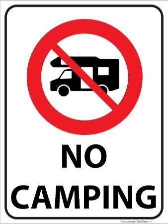 Skilt No camping Bobil