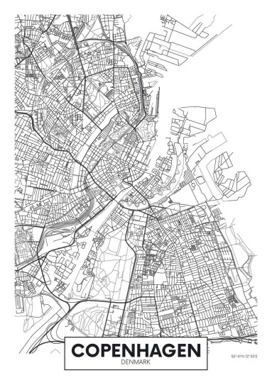 København Kart Veggplakat København Kart Veggplakat