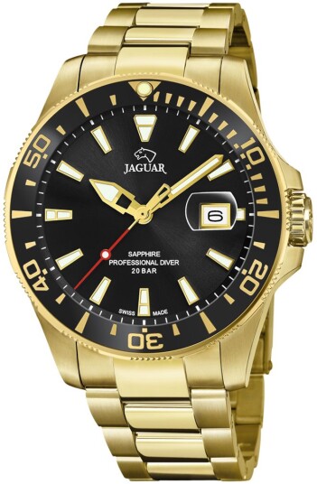 Jaguar Herreklokke J877/3 Executive Sort/Gulltonet stål Ø43.5 mm Jaguar Herreklokke J877/3 Executive Sort/Gulltonet stål Ø43.5 mm