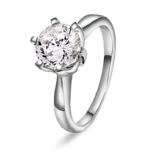 Olivia, Ring i 585 hvitt gull med diamant, størrelse 52
