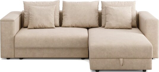 Bergen Ekstra dyp framoverutslått 3 seters sovesofa med vendbar sjeselong og oppbevaring Beige