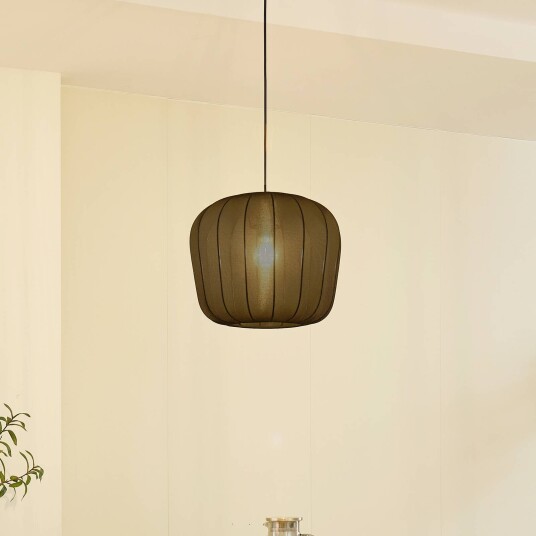 Lindby hengelampe Helin svart Ø 35 cm stoff