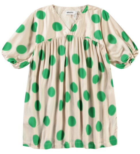Molo Kjole Camellia Green Dots 11 12 år 146 152 Kjole Beige Grønn