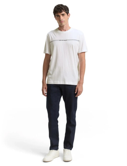 Tom Tailor Printed Crewneck T-Shirt - White - XXL Tom Tailor Printed Crewneck T-Shirt - White - XXL