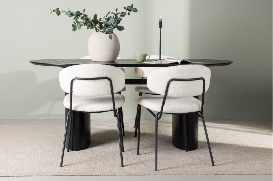 Venture Home Isolde Matgruppe 180 cm Oval med 4 Chico Stoler Sort
