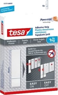 Tesa 77771 Innendørs Universalkrok Hvit Limstrimmel 6 Stykker