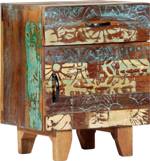  Håndskåret nattbord 40x30x50 cm gjenvunnet heltre 8719883570471