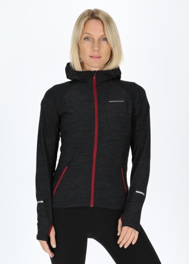 Swedemount Multi Hood Fullzip W Black Melange/Burgundy 42 Hoodies