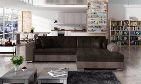 Hjørnesofa Eltap Sorento 296x194x78 cm Monolith 29 Monolith 09 Mørk Brun Høyre