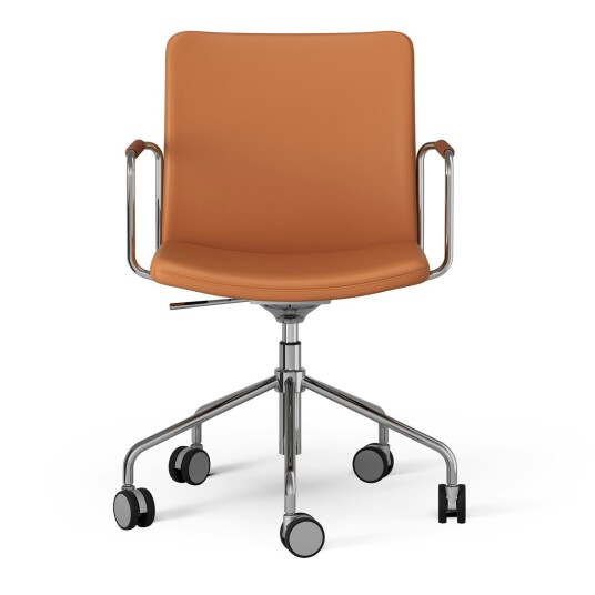 Swedese Stella Lenestol med Hjul Armlene I Lær Justerbar  Chrome / Cognac