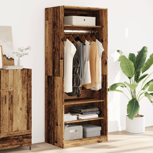 Garderobe gammelt tre 80x50x200 cm konstruert tre 8721158340450