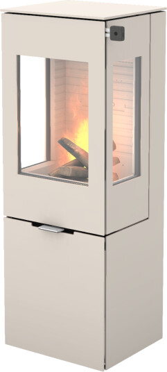 Rais Nexo 120 sand vedovn med sideglass og ståldør Rais Nexo 120 sand vedovn med sideglass og ståldør