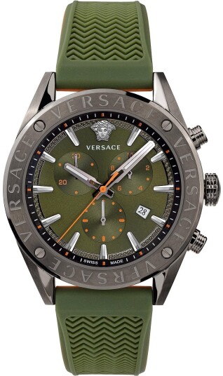 Versace Herreklokke VEHB00319 V Chrono Grønn/Plast Ø45 mm Versace Herreklokke VEHB00319 V Chrono Grønn/Plast Ø45 mm