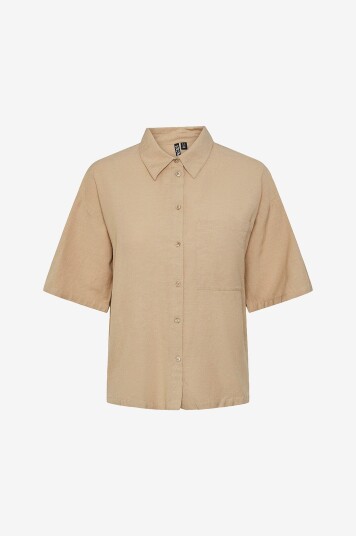 pieces - Skjorte pcMilano SS Shirt - Beige