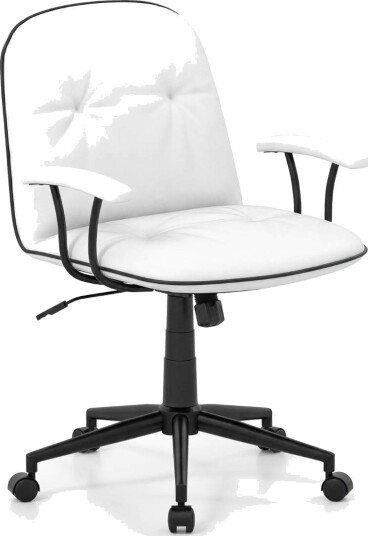 Ergonomisk kontorstol i kunstskinn med polstrede armlener hvit Ergonomisk kontorstol i kunstskinn med polstrede armlener hvit