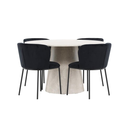 Spisegruppe Venture Home Lanzo Ø120 cm med 4st Edina Spisestoler