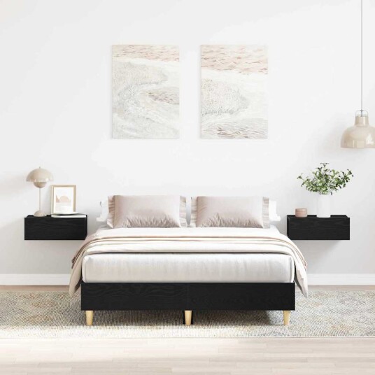 Sengestamme 120x200 cm Svart Eik Kompositt