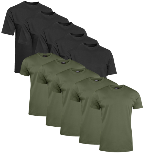 Clique T skjorte Herre 10 pakning Svart/Armygrønn Clique T skjorte Herre 10 pakning Svart/Armygrønn