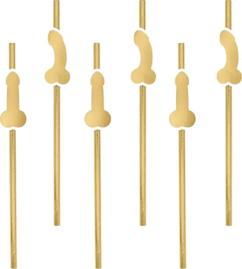 Partypal Gold Penis Party Straws 8-pakning 5904610128794 Partypal Gold Penis Party Straws 8-pakning 5904610128794