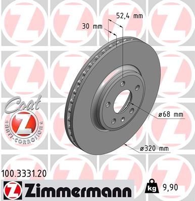 Bremseskive ZIMMERMANN 100.3331.20 Bremseskive ZIMMERMANN 100.3331.20