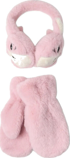 Lindex Fake Fur Mittens And Earmuffs - Pink - 10/12 Lindex Fake Fur Mittens And Earmuffs - Pink - 10/12