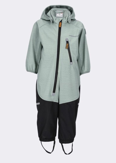 Holmenkollen Softshell Overall Infant Seaweed Melange/Black 86  Regnjakker