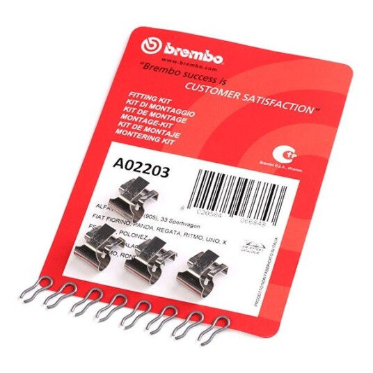Tilbehørsett, skivebremse belegg BREMBO A 02 203 Tilbehørsett, skivebremse belegg BREMBO A 02 203