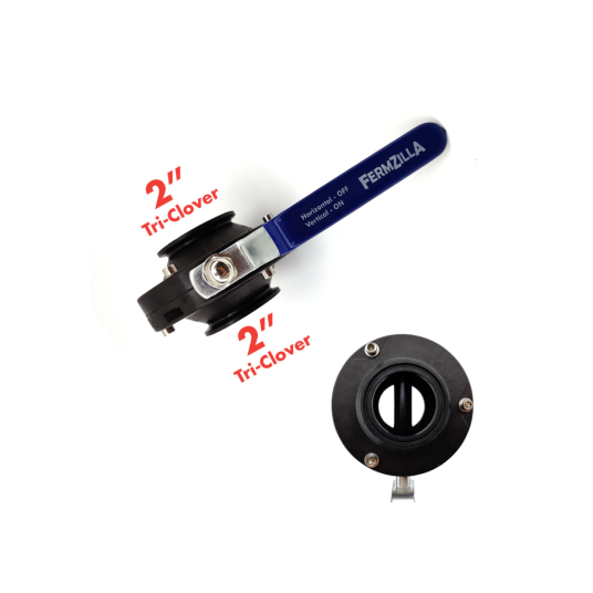 Kegland 2" Butterflyventil Tri Clamp laget i plast