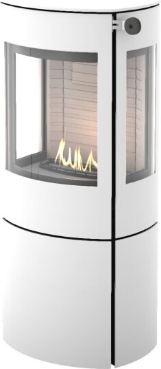 Caro 110 hvit frittstående biopeis med sideglass og ståldør