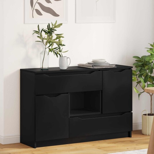  Serviesskap med skuff Svart 100 x 30 x 65,6 Konstruert tre