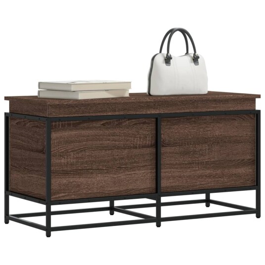 Oppbevaringsboks med lokk brun eik 100x40x51,5cm konstruert tre Oppbevaringsboks med lokk brun eik 100x40x51,5cm konstruert tre