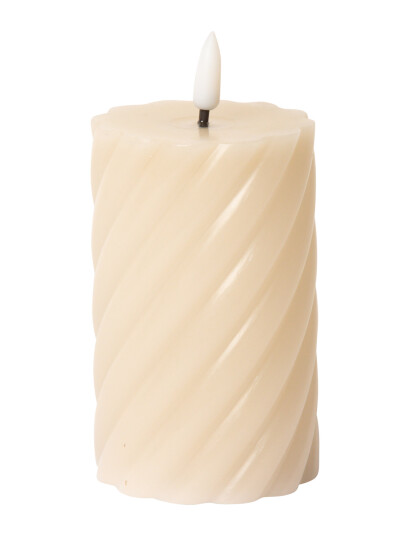 C"est Bon Spiralled Led Pillar Candle   Beige   H11CM