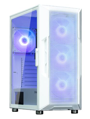 Zalman I3 Neo ARGB Midi Tower Kabinett Hvit med Herdet Glass og 4 Ventilatorer