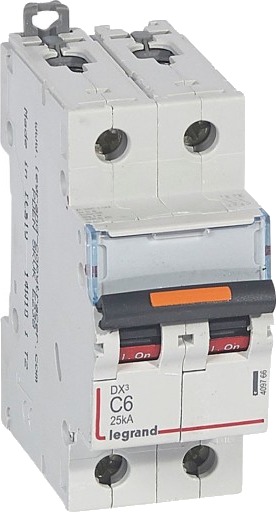 Legrand DX3 MCB automatsikring C6 2P 2M 25kA