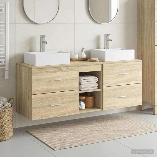 vidaXL Baderomsskapsett 3 stk. Sonoma eik 49,5 x 41 x 62,5 cm vidaXL Baderomsskapsett 3 stk. Sonoma eik 49,5 x 41 x 62,5 cm