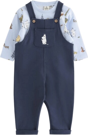 Lindex Moomin Set Bib Trousers And Top LIGHT BLUE 80