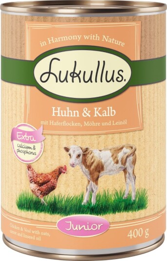 Lukullus Våtfôr Junior & Kalv Kylling 24 X 400 G