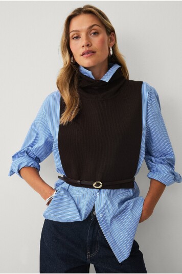 Ellos Collection - Pologenser med falsk hals - Brun