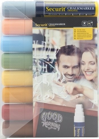 Securit® Original Kridtmarker Sæt Med Otte I Jordfarver   6 Stk.