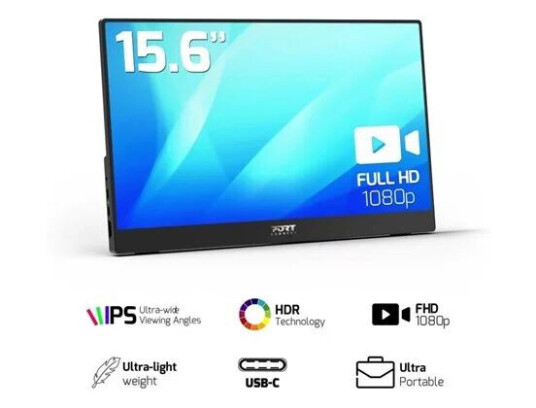 Port Designs 15.6" Full HD LCD Skjerm med HDMI og USB-C