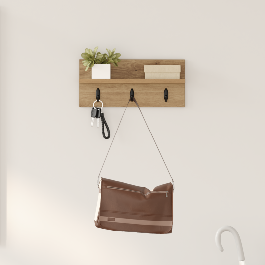 Vegghengt kleshenger med hylle artisan eik 40 x 10.5 x 18 cm