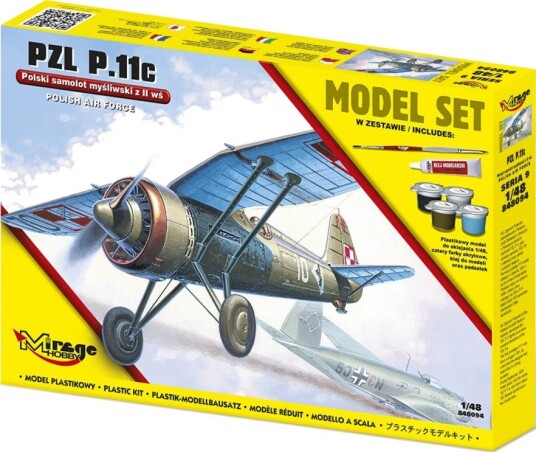 Mirage PZL P.11C Modellfly Byggesett 1:48
