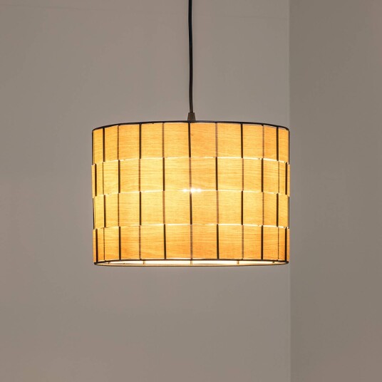 HELam Atlanta pendellampe eikefarget Ø 30 cm tekstil E27