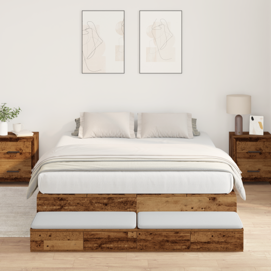Lagringseng Ramme Gammelt Tre 140x190 cm