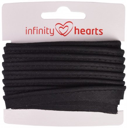 Infinity Hearts Bisebånd Bomull 11mm 02 Svart 5m