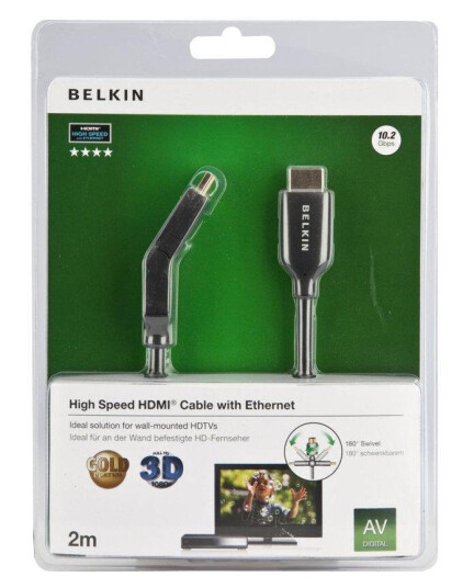 Belkin High Speed HDMI Cable with Ethernet - HDMI-kabel med Ethernet - 2 m Belkin High Speed HDMI Cable with Ethernet - HDMI-kabel med Ethernet - 2 m
