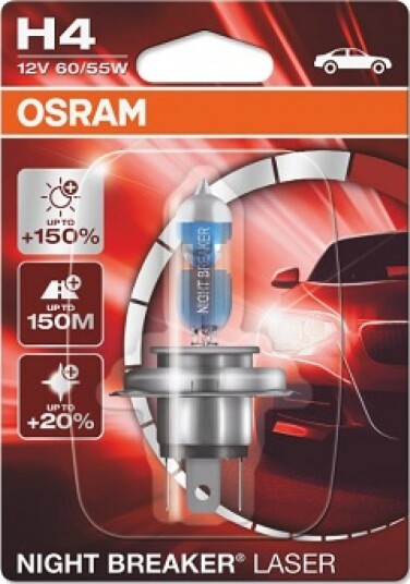 OSRAM Pære H4 Night Breaker Laser 12V 60/55W P43T-38 - enhet 135 mm